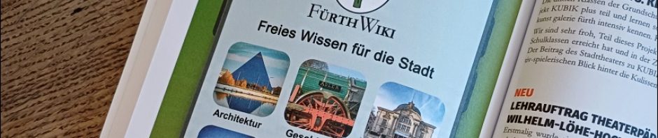 Unübersehbar: Werbung für das FürthWiki im Programmheft der Spielzeit 2025/2026 (Foto: Ralph Stenzel)