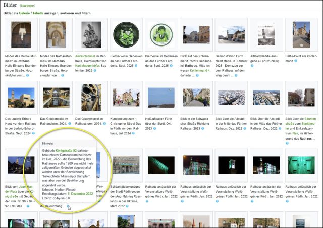 Wieder übersichtlich: Bildergalerie mit eingekürzten Beschreibungen und Pop-up-Infoblasen